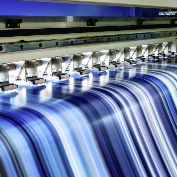 print heads on a large-format digital printing machine produce blue and white colour patterns_2 print heads on a large-format digital printing machine produce blue and white colour patterns_2